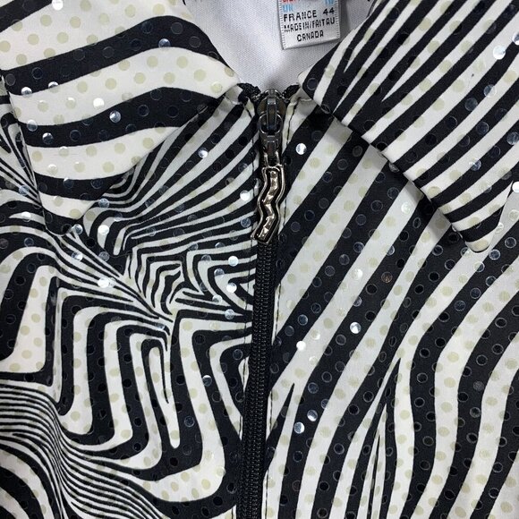 Joseph Ribkoff Jacket Size 14 Animal Print Black & white Sequins Full Zip - Picture 6 of 11